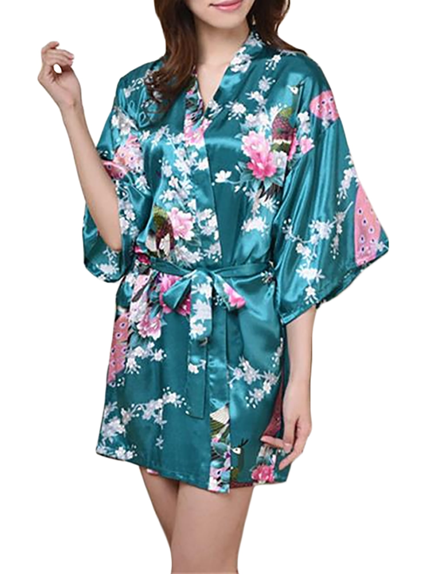 Womens Short Floral Silk Kimono Robes, Sizes 2 to 18, Bride and ...