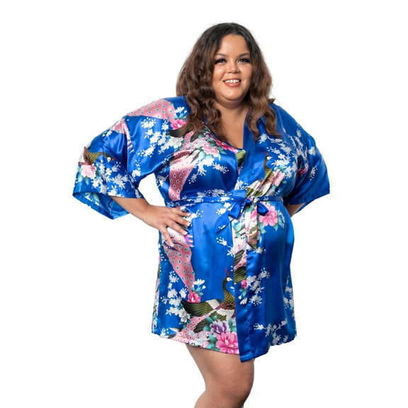 Womens Short Floral Silk Kimono Robes, Sizes 2 to 18, Bride and Bridesmaid Robes Set, Lightweight Robe