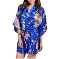 thumbnail image 1 of Womens Short Floral Silk Kimono Robes, Sizes 2 to 18, Bride and Bridesmaid Robes Set, Lightweight Robe, 1 of 8