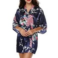 thumbnail image 1 of Womens Short Floral Silk Kimono Robes, Sizes 2 to 18, Bride and Bridesmaid Robes Set, Lightweight Robe, 1 of 8