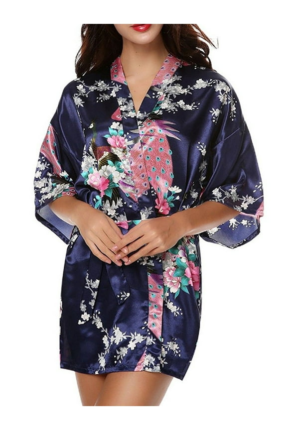 Womens Short Floral Silk Kimono Robes, Sizes 2 to 18, Bride and Bridesmaid Robes Set, Lightweight Robe