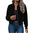 thumbnail image 1 of Womens Short Jackets Fleece Warm Casual Long Sleeve Zip Up Oversized Jacket Plain Soft Fashion Fall Winter Lightweight Trendy Comfy Basic Outerwear, 1 of 7
