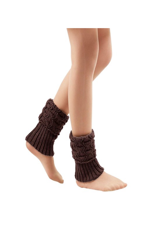 Womens Short Open Toe Folded Cuff Leg Warmers, Hollow Out Cable Knit Fish Mouth Ankle Boot Covers for Winter Lounge
