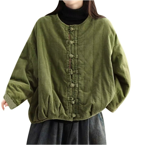 Womens Short Puffer Jacket Lightweight Long Sleeve Down Coat Warm Cropped Oversized Jacket Solid Color Quilted Outerwear (Green L)