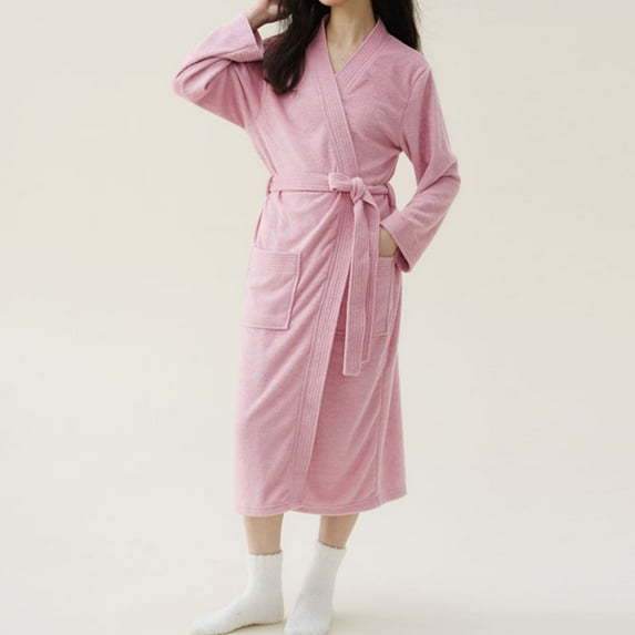 Womens Short Robe Womens Robes Robe Womens Cute Long Style, Solid Color Robes For Women Womens Summer Robes Pink Bath Robe