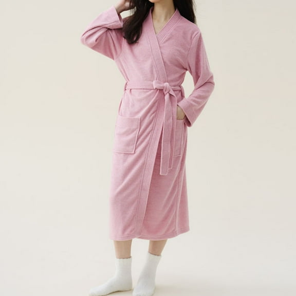 Womens Short Robe Womens Robes Robe Womens Cute Long Style, Solid Color Robes For Women Womens Summer Robes Pink Bath Robe