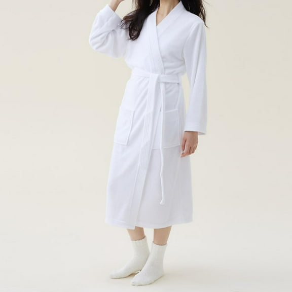 Womens Short Robe Womens Robes Robe Womens Cute Long Style, Solid Color Robes For Women Womens Summer Robes White Bath Robe