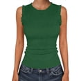 thumbnail image 1 of Womens Ruffle Sleeve Tank Tops Round Neck Ribbed Shirts Casual Summer Fitted Solid Color Blouses, 1 of 6