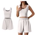 thumbnail image 1 of Womens Short Sets 2 Piece Set Sleeveless Tank Tops & Shorts Womens Summer Outfits Biker Short Set, 1 of 5