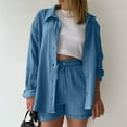 thumbnail image 1 of Womens Short Sets Two Piece Sets Button Up Shirts and Shorts Womens Spring Outfits Women Outfits Sets, 1 of 6