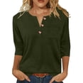 thumbnail image 1 of Womens Short Sleeve 3/4 Sleeve V Neck Blouses Solid Color Shirts Loose Fit Summer Tops Lightweight Breathable Tees for Daily Outfit Fall Fashion Clothes, 1 of 6