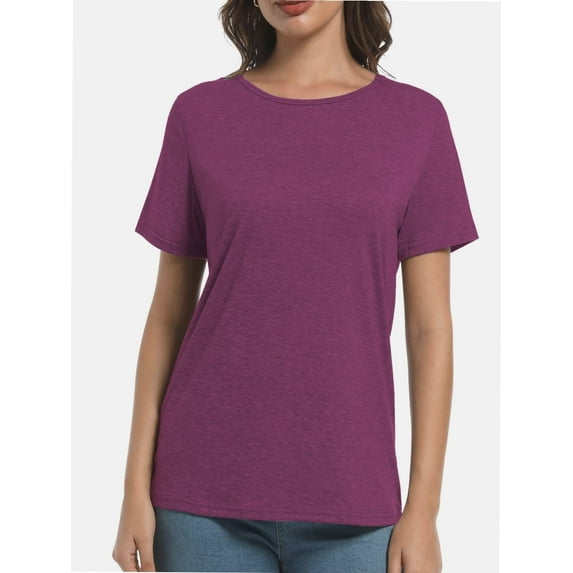 Womens Short Sleeve Basic Shirts Crewneck Tees Loose Fit Fashion Tops Casual Summer Clothes