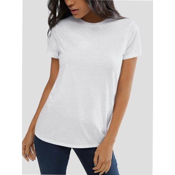 Womens Short Sleeve Basic Shirts Crewneck Tees Loose Fit Fashion Tops Casual Summer Clothes