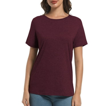 Womens Short Sleeve Basic Shirts Crewneck Tees Loose Fit Fashion Tops Casual Summer Clothes