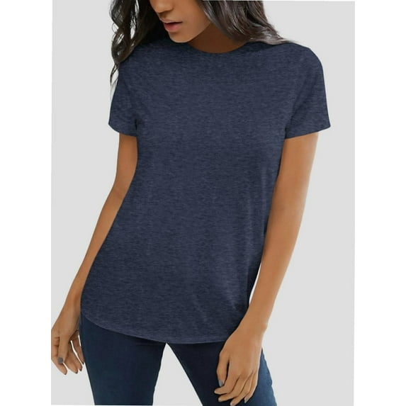 Womens Short Sleeve Basic Shirts Crewneck Tees Loose Fit Fashion Tops Casual Summer Clothes