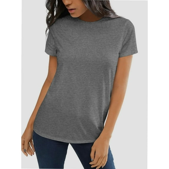 Womens Short Sleeve Basic Shirts Crewneck Tees Loose Fit Fashion Tops Casual Summer Clothes