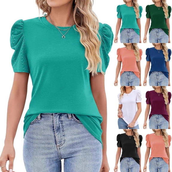 Womens Short Sleeve Blouse Business Casual Dressy Tops Ribbed Summer Stylish Work Shirts,Green XL