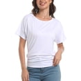 thumbnail image 1 of Womens Short Sleeve Boat Neck Side Shirring Dolman Drape Top, 1 of 2