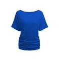 thumbnail image 1 of Womens Short Sleeve Boat Neck Side Shirring Dolman Drape Top, 1 of 6