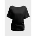 thumbnail image 1 of Womens Short Sleeve Boat Neck Side Shirring Dolman Drape Top, 1 of 6