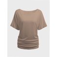 thumbnail image 1 of Womens Short Sleeve Boat Neck Side Shirring Dolman Drape Top, 1 of 6
