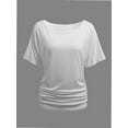 thumbnail image 1 of Womens Short Sleeve Boat Neck Side Shirring Dolman Drape Top, 1 of 6