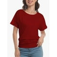 thumbnail image 1 of Womens Short Sleeve Boat Neck Side Shirring Dolman Drape Top, 1 of 6
