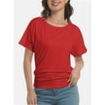 thumbnail image 1 of Women's Short Sleeve Boat Neck Top - Dolman Style with Side Shirring & Drape Detail, 1 of 6