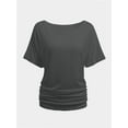 thumbnail image 1 of Womens Short Sleeve Boat Neck Side Shirring Dolman Drape Top, 1 of 6