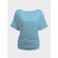 thumbnail image 1 of Womens Short Sleeve Boat Neck Side Shirring Dolman Drape Top, 1 of 6