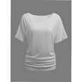 thumbnail image 1 of Womens Short Sleeve Boat Neck Side Shirring Dolman Drape Top, 1 of 6