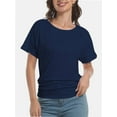thumbnail image 1 of Women's Short Sleeve Boat Neck Top - Dolman Style with Side Shirring & Drape Detail, 1 of 6