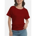 thumbnail image 1 of Women's Short Sleeve Boat Neck Top - Dolman Style with Side Shirring & Drape Detail, 1 of 6