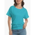 thumbnail image 1 of Womens Short Sleeve Boat Neck Side Shirring Dolman Drape Top, 1 of 6