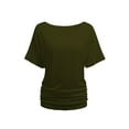 thumbnail image 1 of Womens Short Sleeve Boat Neck Side Shirring Dolman Drape Top, 1 of 6