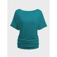 thumbnail image 1 of Womens Short Sleeve Boat Neck Side Shirring Dolman Drape Top, 1 of 6