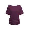 thumbnail image 1 of Womens Short Sleeve Boat Neck Side Shirring Dolman Drape Top, 1 of 6