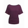 thumbnail image 1 of Womens Short Sleeve Boat Neck Side Shirring Dolman Drape Top, 1 of 1