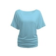 thumbnail image 1 of Womens Short Sleeve Boat Neck Side Shirring Dolman Drape Top, 1 of 6