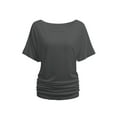 thumbnail image 1 of Womens Short Sleeve Boat Neck Side Shirring Dolman Drape Top, 1 of 6