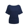 thumbnail image 1 of Womens Short Sleeve Boat Neck Side Shirring Dolman Drape Top, 1 of 6