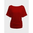 thumbnail image 1 of Womens Short Sleeve Boat Neck Side Shirring Dolman Drape Top, 1 of 6