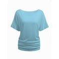 thumbnail image 1 of Womens Short Sleeve Boat Neck Side Shirring Dolman Drape Top, 1 of 6