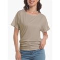 thumbnail image 1 of Womens Short Sleeve Boat Neck Side Shirring Dolman Drape Top, 1 of 6