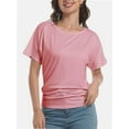 thumbnail image 1 of Women's Short Sleeve Boat Neck Top - Dolman Style with Side Shirring & Drape Detail, 1 of 6