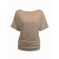 thumbnail image 1 of Womens Short Sleeve Boat Neck Side Shirring Dolman Drape Top, 1 of 6