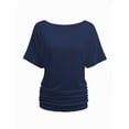 thumbnail image 1 of Womens Short Sleeve Boat Neck Side Shirring Dolman Drape Top, 1 of 1