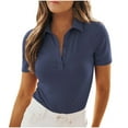thumbnail image 1 of Womens Short Sleeve Business Casual Tops Summer V Neck Work Shirts 2025 Loose Fitted Basic Collared Shirt, 1 of 5