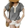 thumbnail image 1 of Womens Short Sleeve Buttons Tops, 1 of 6
