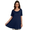 thumbnail image 1 of Womens Short Sleeve Casual Loose Fit Flare Swing Tunic Tops Basic T-Shirt Plus Size, 1 of 6